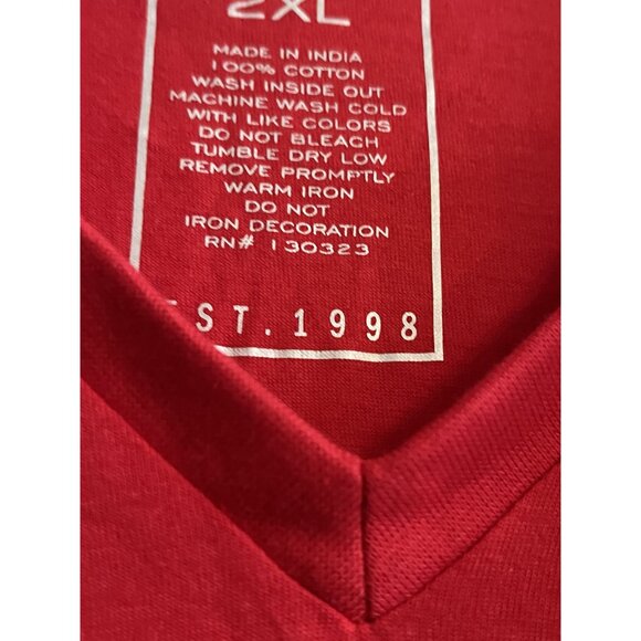 P. Diddy Sean John Red 100% Cotton 2XL Mens V Neck Logo Tshirt EST 1998 NWT - Picture 9 of 15